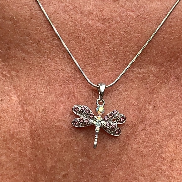 New Crystal Dragonfly necklace with 16” chain - Picture 5 of 6
